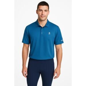 Izod Golf Blue Striped Lightweight Collared 1/4‎ Button Short Sleeve Polo Top XL